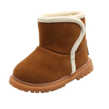 

MHYONS Children's Shoes Snow Boots Unisex 2020 New Winter Boys Thick Plush Shoes Solid Girls Warm Shoes Kids Short Boots Student