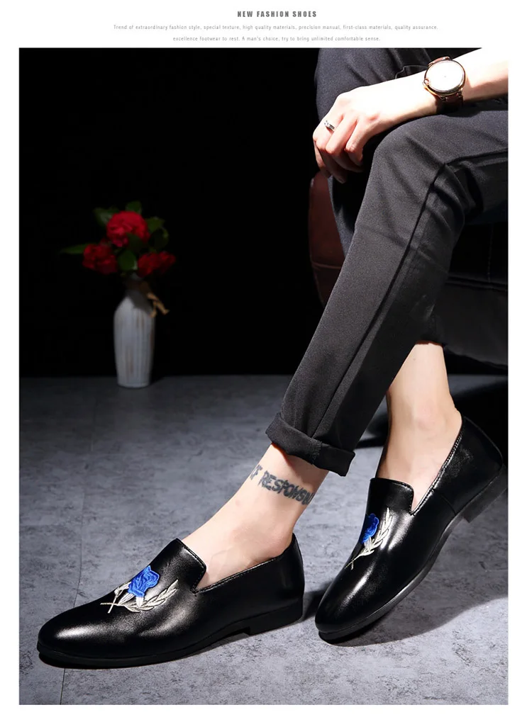 Классический черный и синий Лакированная кожа свадебные туфли мужские мокасины без застежек; Мокасины с бахромой и Представительская обувь
