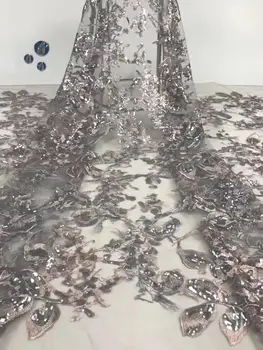 

New Sequins gent french lace bridal tulle lace fabric latest nigerian african lace fabric for party dress.5yards/lot