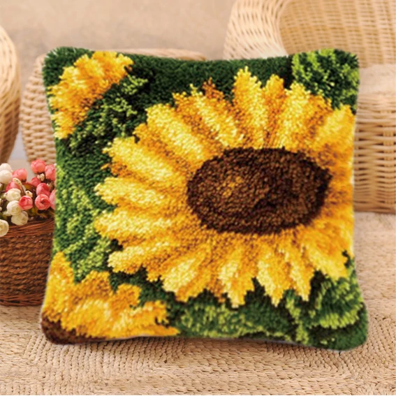Borduurpakket Kussen вышивка посылка Подушка с защелкой Наборы Diy Smyrna Knooppakket Klink Haak Kleed Bloemen Сделай Сам AA