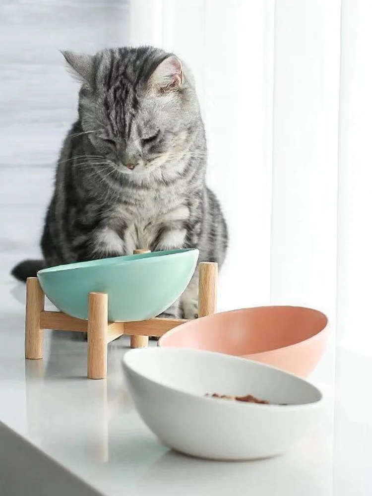 Дубовая Рамка керамическая фотоемкость для кошачьей еды защита шейного отдела