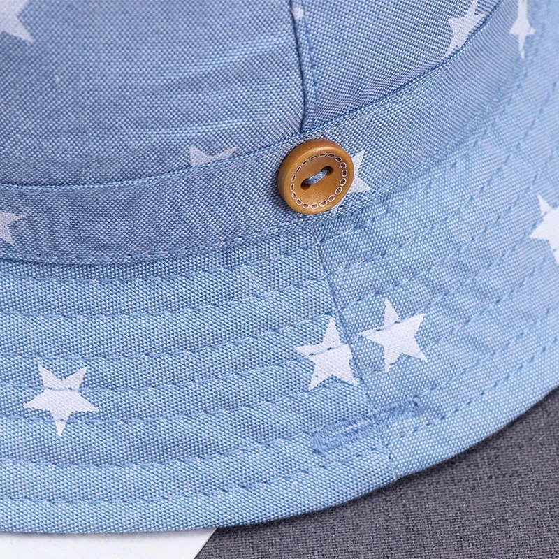 New Summer Baby Bucket Hat Infant Newborn Denim Cotton Toddler Kids Tractor Cap Soft Cotton Hats Boys Girls Star Sun Hat