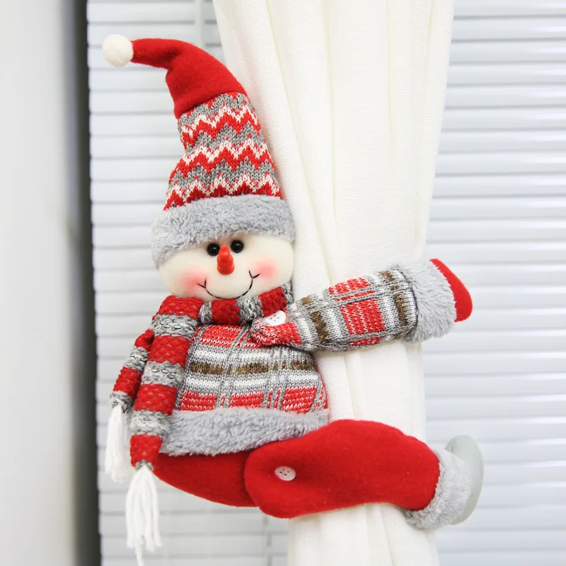 Christmas creative curtain clasp cartoon figurines decoration hotel restaurant decoration doll clasp window pendant - Цвет: snowman