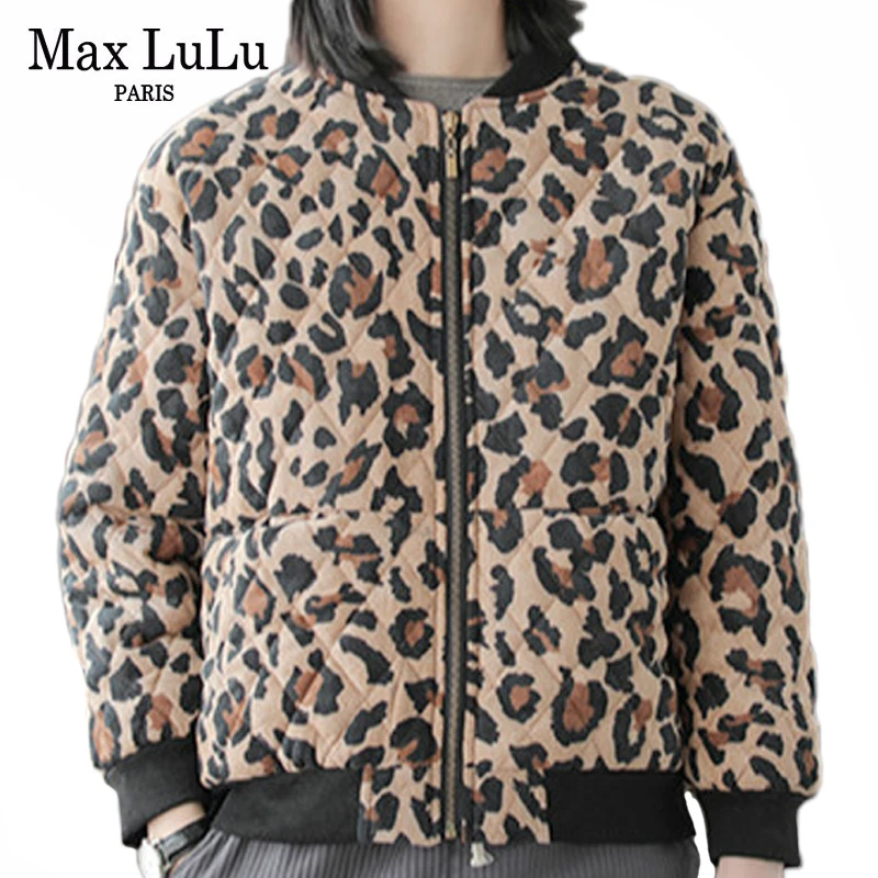 Max LuLu зимняя модная Корейская женская одежда в стиле панк женские зимние стеганые куртки леопардовые вельветовые пальто повседневные парки свободного покроя