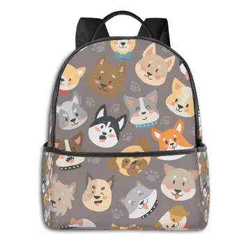 

Dogs Heads Backpack Boy Girl School Bag for Teenager Student Shoulder Bag Travel Bag