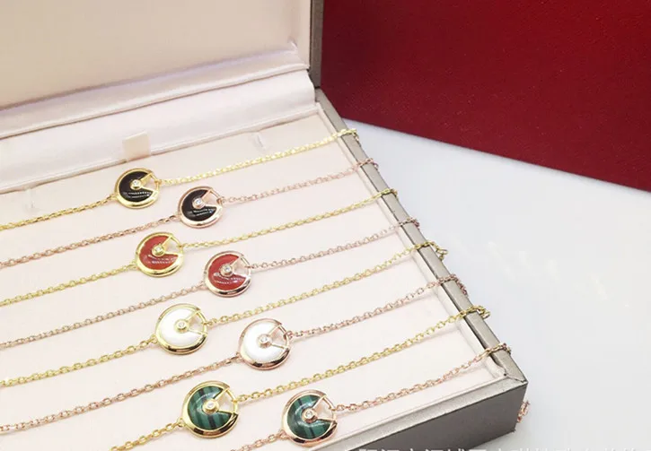 

Hot brand 925 silver almulet bracelet rose gold color black nature stone women round dis bracelet famous brand replica jewelry
