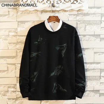 

Man Autumn Plus Fat Plus Size Round Neck Long Sleeve Sweater Fat Man Printing Version Of Autumn Clothes