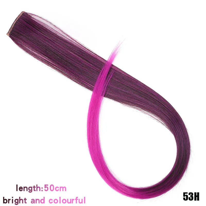 Xuanguang ounico grampo em extensøes de cabelo de uma pecha longa reta resistente ao calor sintético rosa verde cabelo pedas - Цвет: CFP-53H