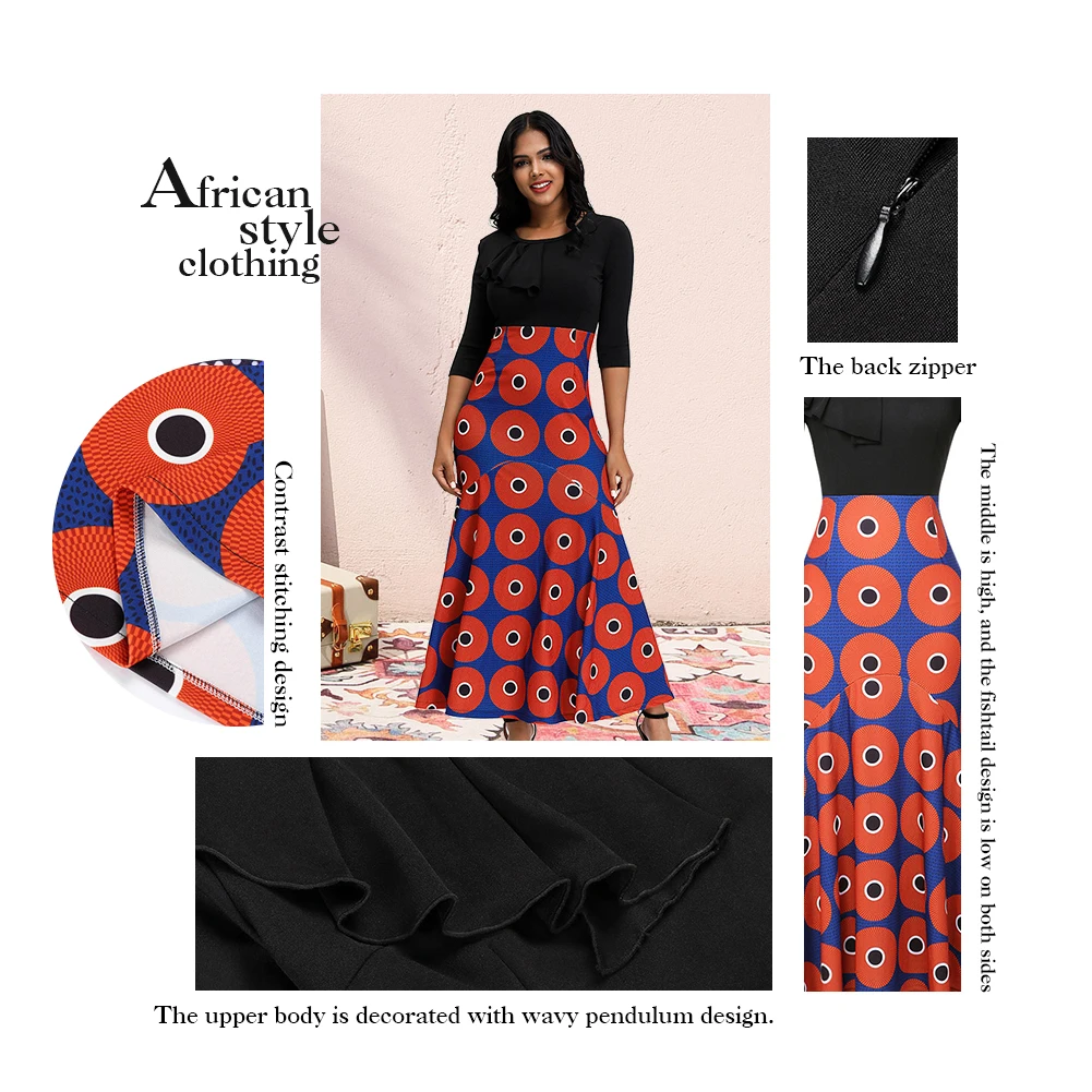 BOHISEN африканские платья для женщин с длинным рукавом Базен Анкара Платья Вечеринка Одежда Африканский принт одежда