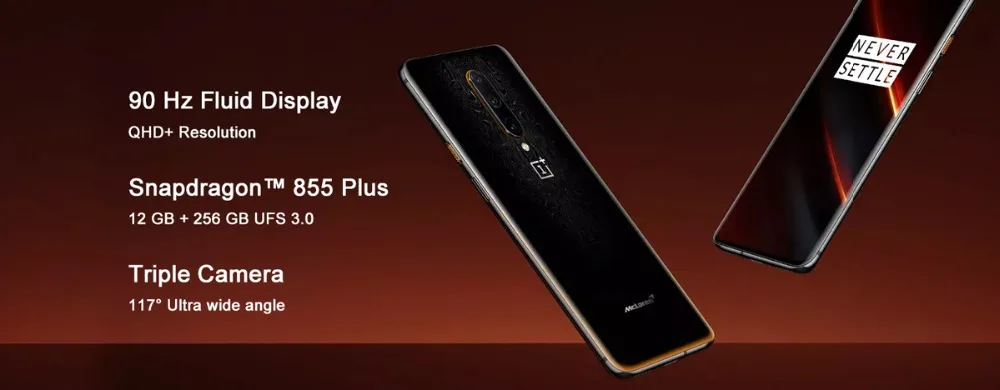 Новинка, глобальная ПЗУ, OnePlus 7T Pro mlaren Edition, Snapdragon 855 Plus, 12 Гб, 256 ГБ, 6,67 ''экран, 90 Гц, 48 МП, тройная камера NFC