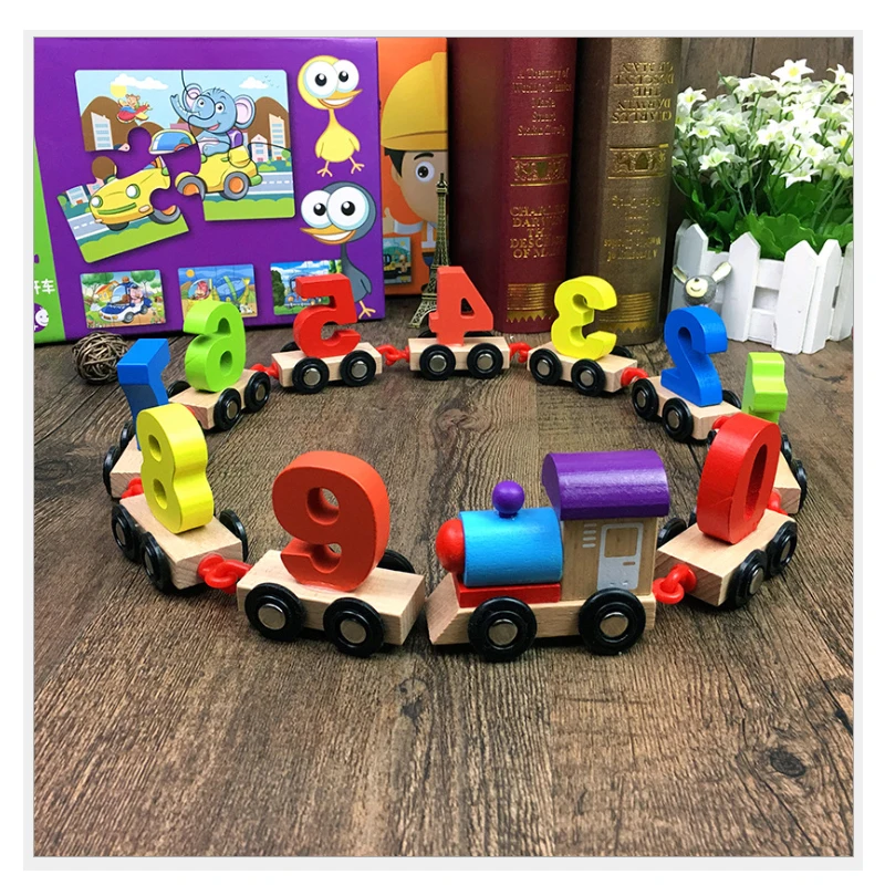 

Children's educational digital train wooden toy large grain building block tractor 1-4 years old baby infant toy gift