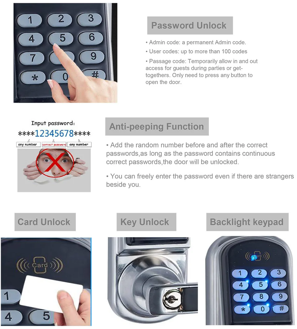 código digital fechadura ic cartão senha bateria