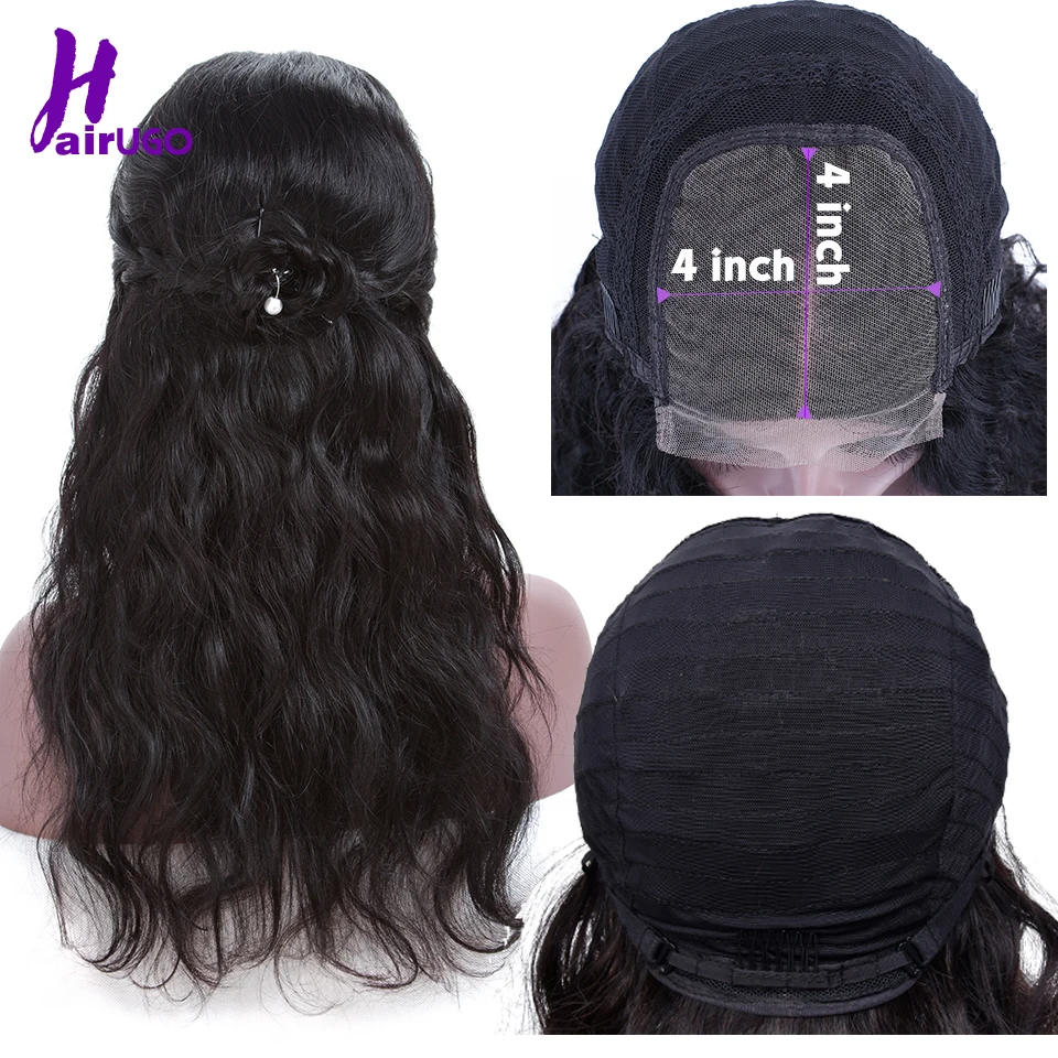 

HairUgo Malaysia Body Wave Wigs 4*4 Lace Closure Wig 100% Human Hair Wigs Remy Lace Wig Pre Plucked Hairline For Black Women