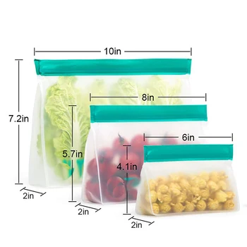 

Kitchen Organizer for Sandwich Fruits Vegetables Reusable PEVA 1Pcs Food Storage Bag with Ziplock Leakproof Transparent