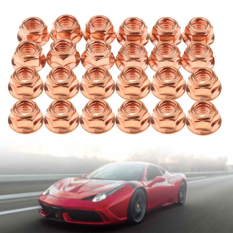 24pcs M8 Copper Exhaust Nut for BMW 3 Series E30 Head Stud Lock Nuts