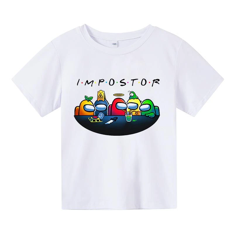 Tops Boys Girls 2021 Summer New 4-14 Age Unisex Fashion Casual Cotton The Imposter Print Kids Short Sleeve T-shirt t shirt the child