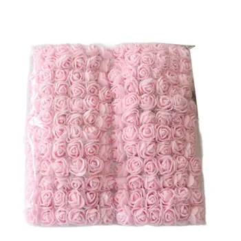 

144 Pieces Roses With Yarn Can DIY Plastic Flowers Bridal Bouquets Garland Materials Artificial Flowers