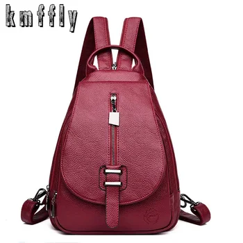 

Women Leather Backpacks Zipper Female Chest Bag Sac a Dos Travel Back Pack Ladies Bagpack Mochilas School Bags For Teenage Girls