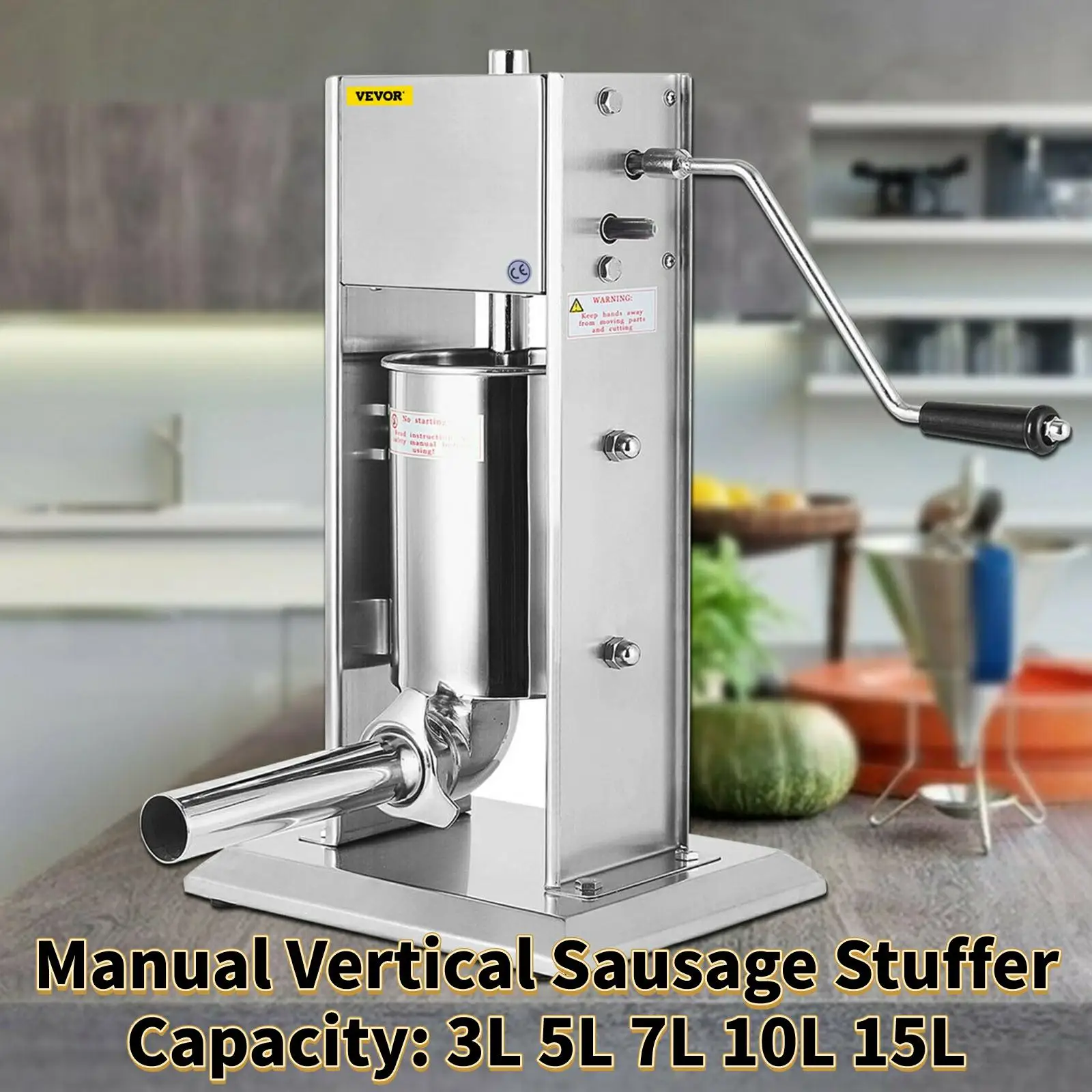 VEVOR Manual Vertical Sausage Stuffer Filler 3L 5L 7L 10L 15L Stainless Steel for Home Commercial Make Hot Dog Bratwurst | Бытовая
