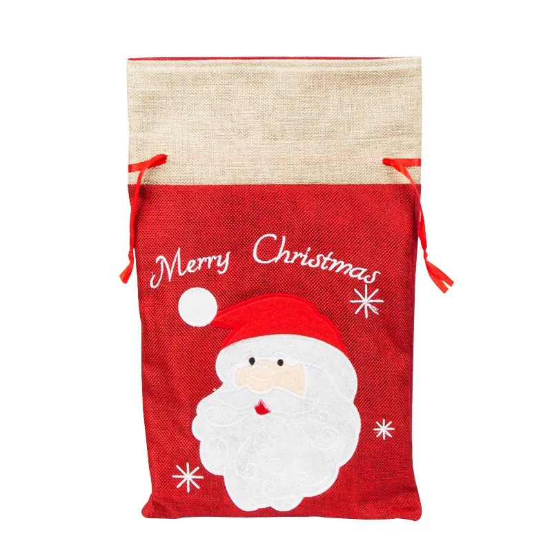 

Christmas Gift Bags Embroidered Drawstring Treat Bag Christmas Stocking Holders Holiday Party Supplies