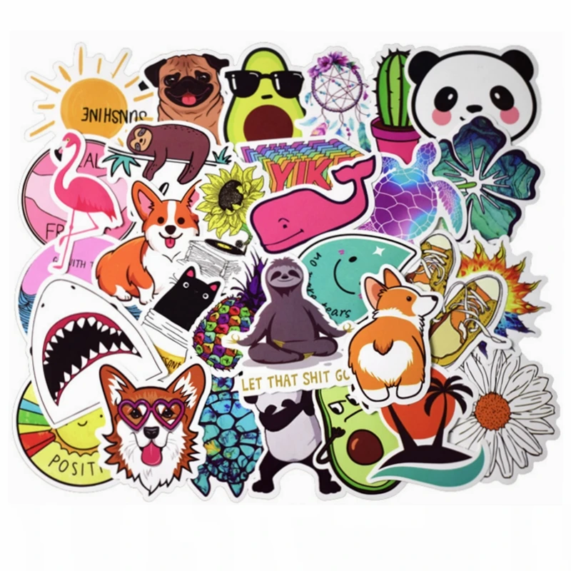 

50pcs PVC Waterproof Rural Summer Light Yellow Girls Stickers Toys Decor for Car Laptop Pad Phone Trunk Guitar Bicycle Motor