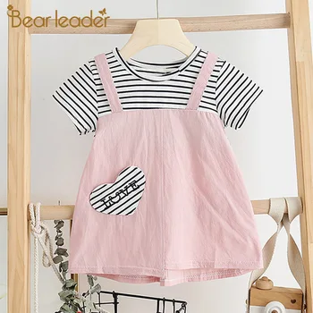 

Bear Leader Toddle Baby Dress New Summer Babies Rainbow Colorful Dresses Girls Striped Dress Infant Vestidos Children Clothing