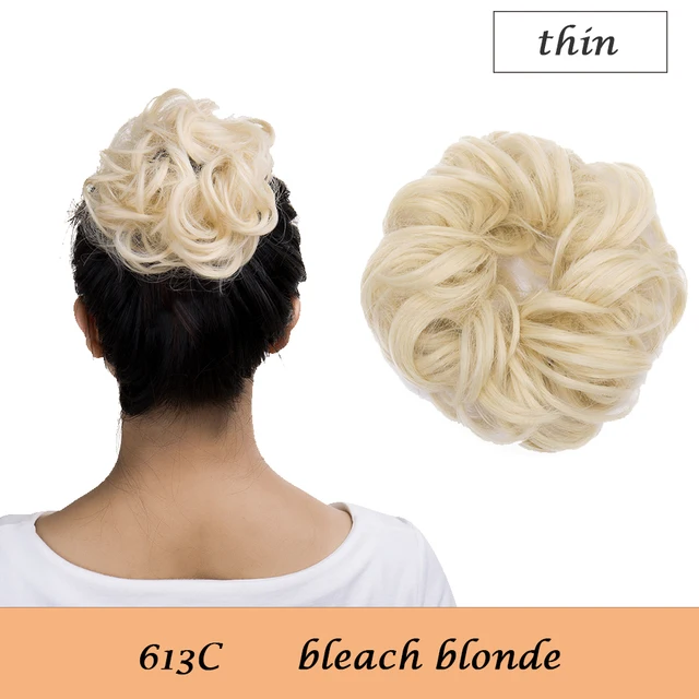 HAIRRO 80g Straight Donut Chignon Hairpieces Synthetic Ombre Elastic Updo Chignon Fluffy Messy Scrunchies Hair Bun For Women 613C-28g