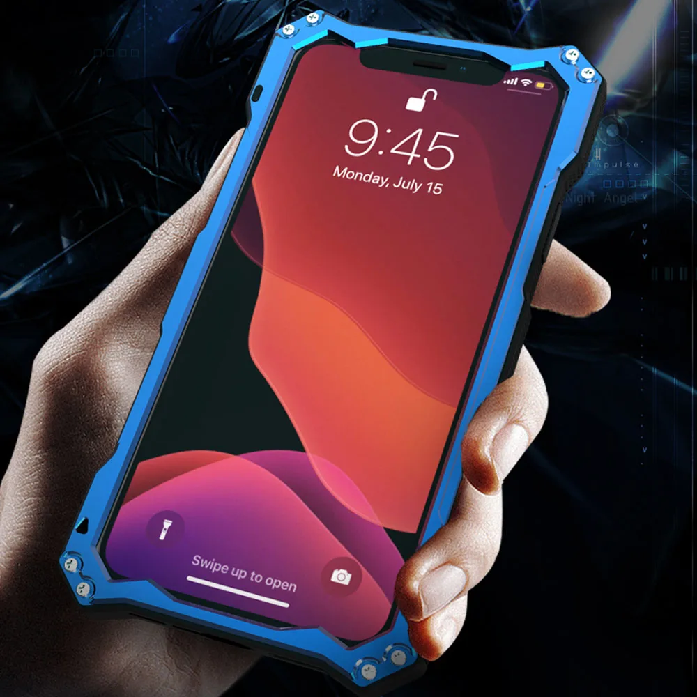 Для iphone 11 pro max чехол Роскошный Алюминиевый сплав сверхмощный противоударный чехол для iphone sr xs max задняя крышка силиконовый металлический чехол