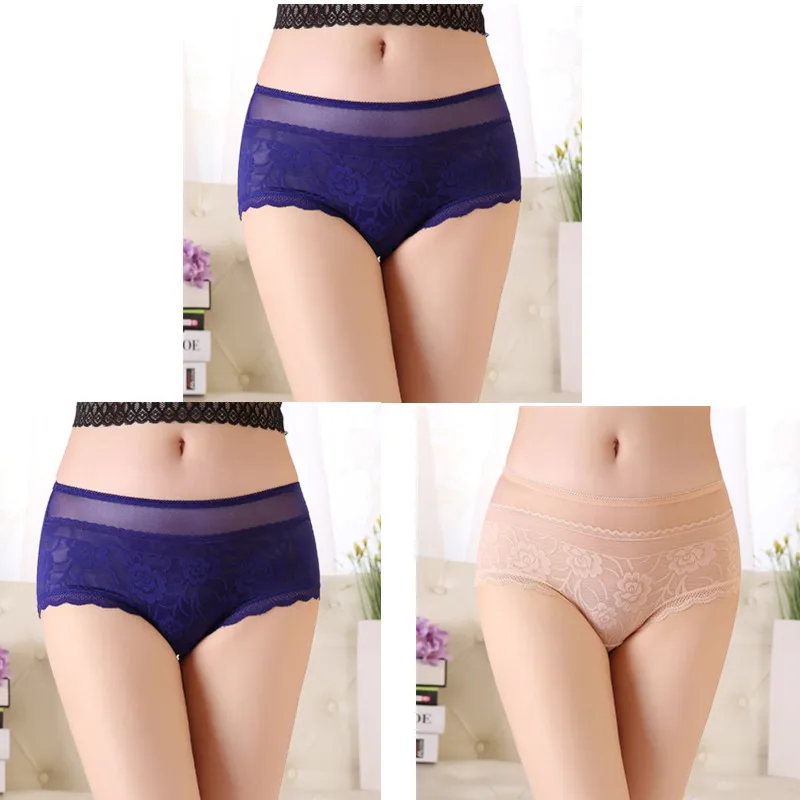blue blue apricot Утягивающие трусы с высокой талией, кружевное нижнее белье с цветочным узором, женское сексуальное нижнее белье, трусы для похудения, большой размер 4XL - Цвет: blue blue apricot
