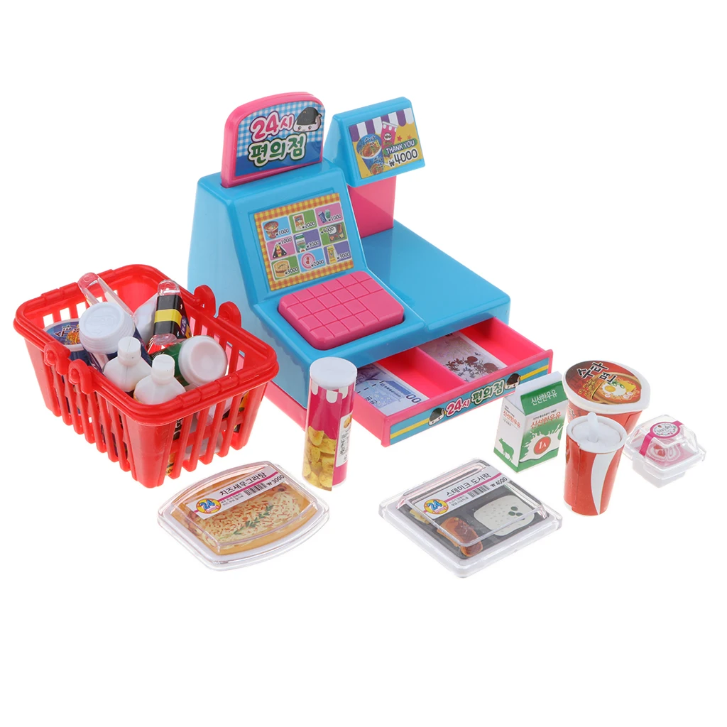 Simulation 24-Hour Convenience Store Cash Register Playset Kids Children's Pretend Play Toy Birthday Gift