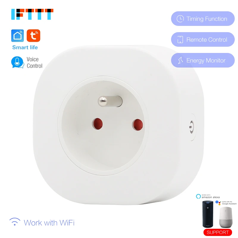 FR 16A Смарт Wi-Fi розетка монитор питания ЕС FR США AU Швейцарский IT Израиль Бразилия индийский штекер розетка работает с Google Home Alexa IFTTT - Цвет: FR