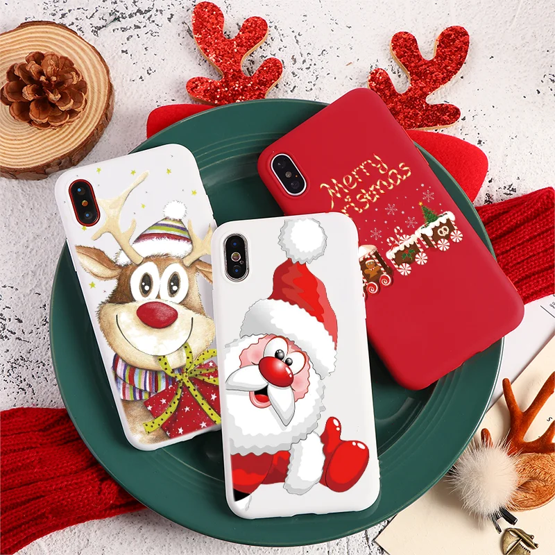 Чехол с рисунком на год и Рождество для iPhone 11 Pro XS Max X XR, Мягкий Силиконовый ТПУ матовый чехол для iPhone 6, 6 S, 7, 8 Plus, 5 5S, чехлы