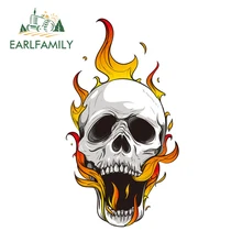 EARLFAMILY 13cm x 7.03cm Cool Car Accessories Cartoon Skull Flames Decal Motorcycle Helmet Car Stickers Window Bumper Vinyl EARLFAMILY 13cm x 7.03cm Cool Car Accessories Cartoon Skull Flames Decal Motorcycle Helmet Car Stickers Window Bumper Vinyl