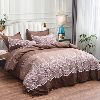 

Queen King size bed linen set wedding duvet cover set lace pattern comforter bedding set Quilt Cover Pillow case Home Textile