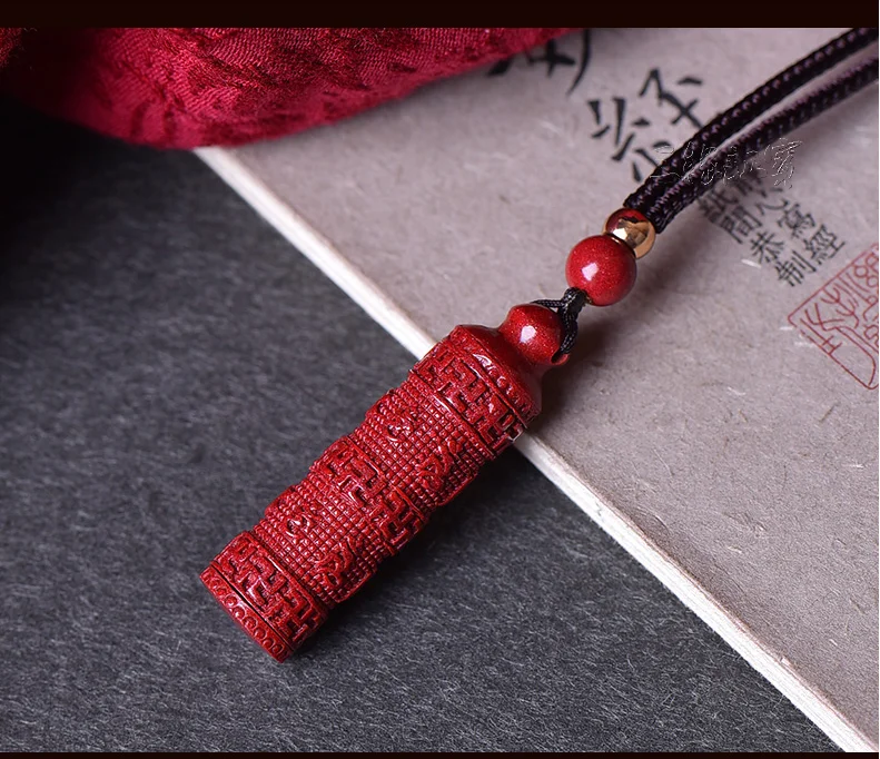 

Magic Nature Ore six-character mantra of the Shurangama mantra Amulet Zinnober Pendant Talisman With String Necklace