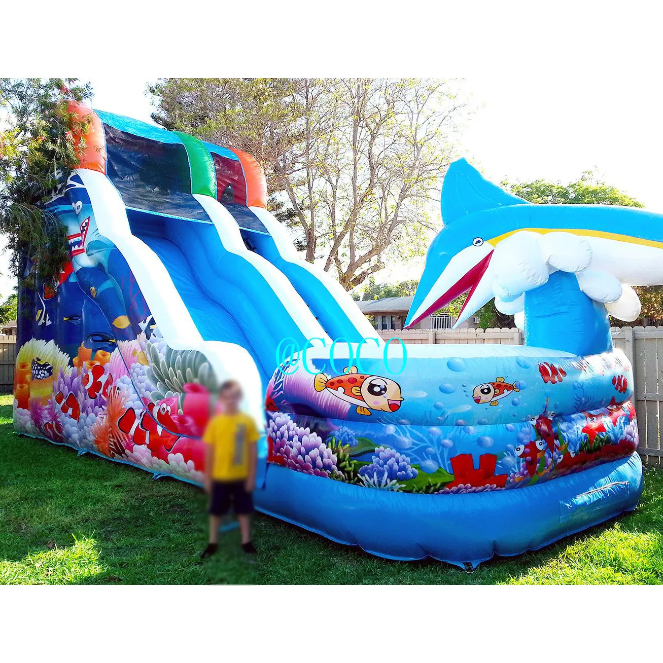giant inflatable Seaworld Wave Slide With Wavy Sliding Surface, newest