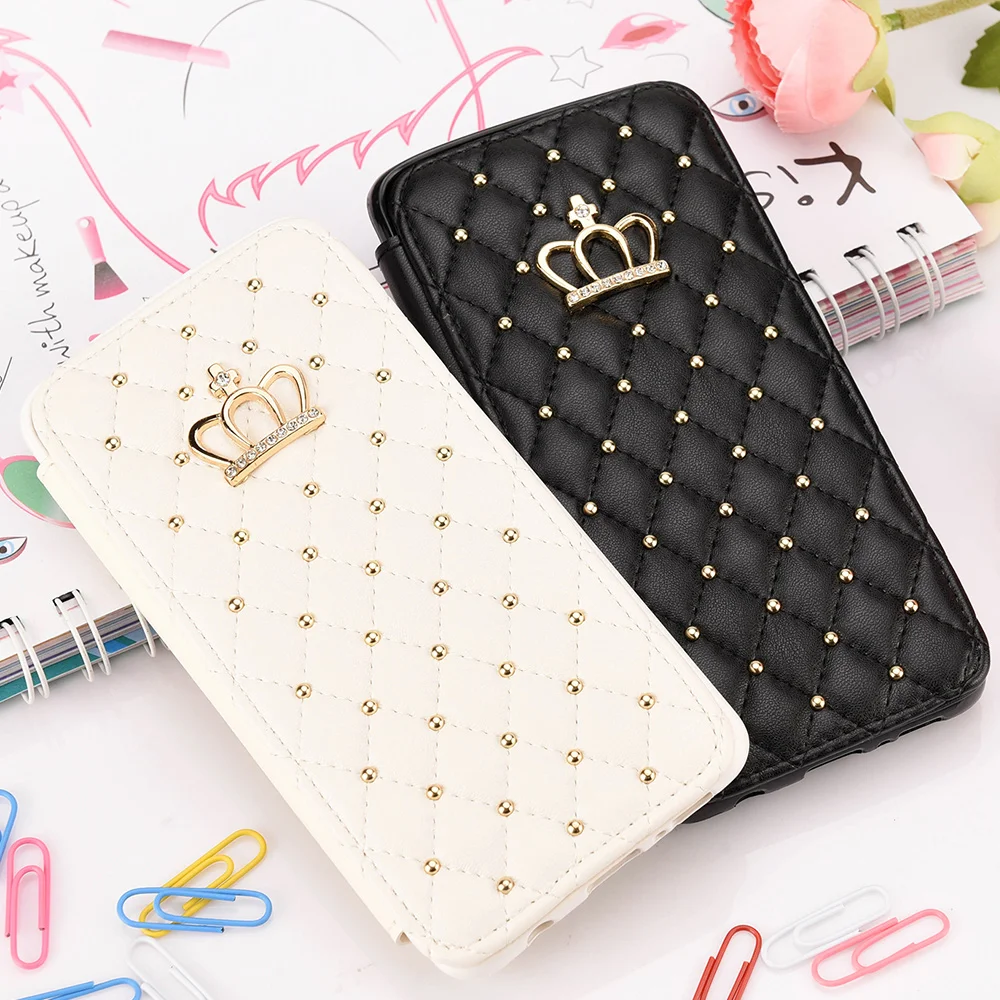 Luxury Leather Wallet Slim Flip Case for Samsung S20 Ultra S9 Plus S8 S10 S10e S7 Edge Shockproof Bling Crown Cover Card Holder Luxury Leather Wallet Slim Flip Case for Samsung S20 Ultra S9 Plus S8 S10 S10e S7 Edge Shockproof Bling Crown Cover Card Holder
