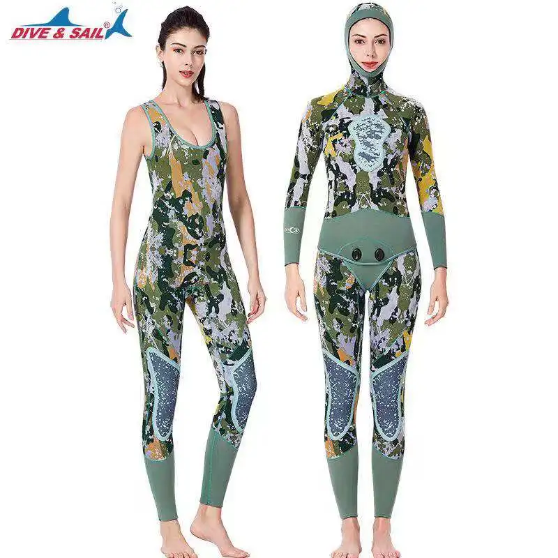 New Arrival Mens Womens 3MM Neoprene Wetsuit with Hood Two Piece Warm Wet Suit for Snorkeling Surfing Scuba Diving