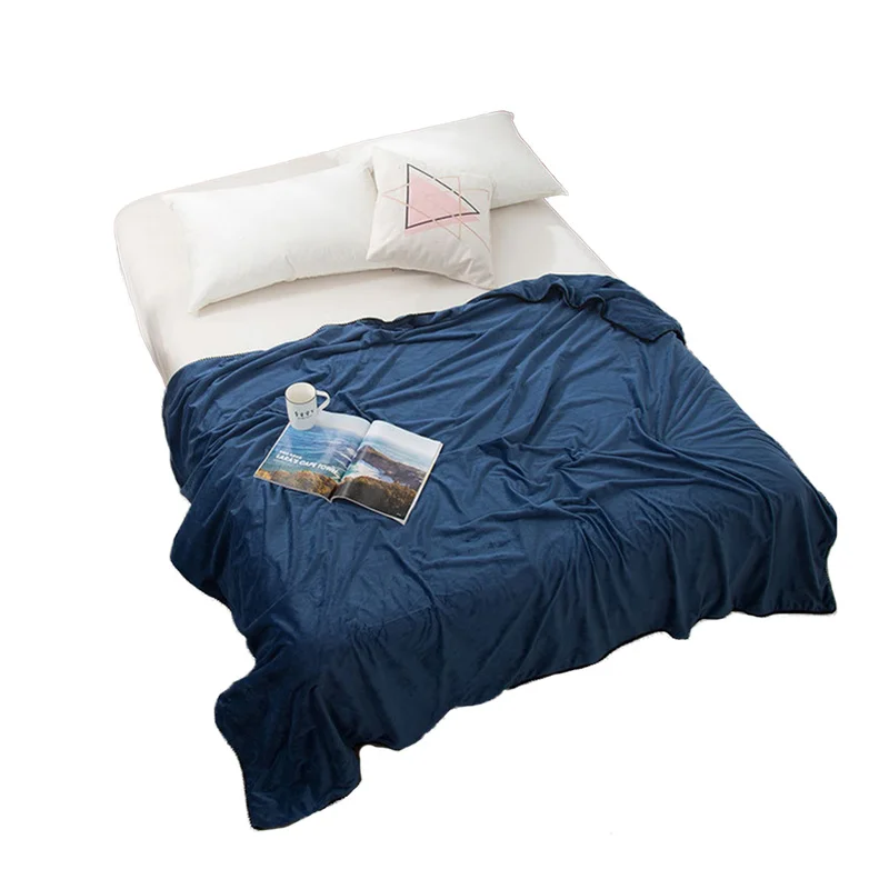 

150*200cm Fleece Blanket Plaids Soft Thick Solid Color Double Layer Blankets for The Bed/Sofa/Portable Car Travel Cover Blanket