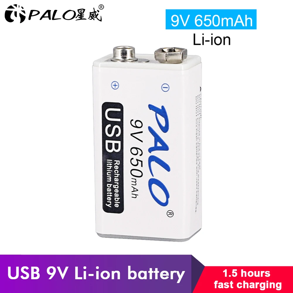 Palo 650Mah 6F22 9V Batteria Ricaricabile Micro Usb Li-Ion Batteria 9V Li Ioni Di Litio Batteria Per Rc Modello Di Elicottero Microfono