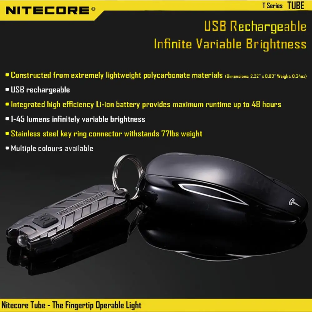 NITECORE портативный светильник микро USB Перезаряжаемый Карманный фонарик для