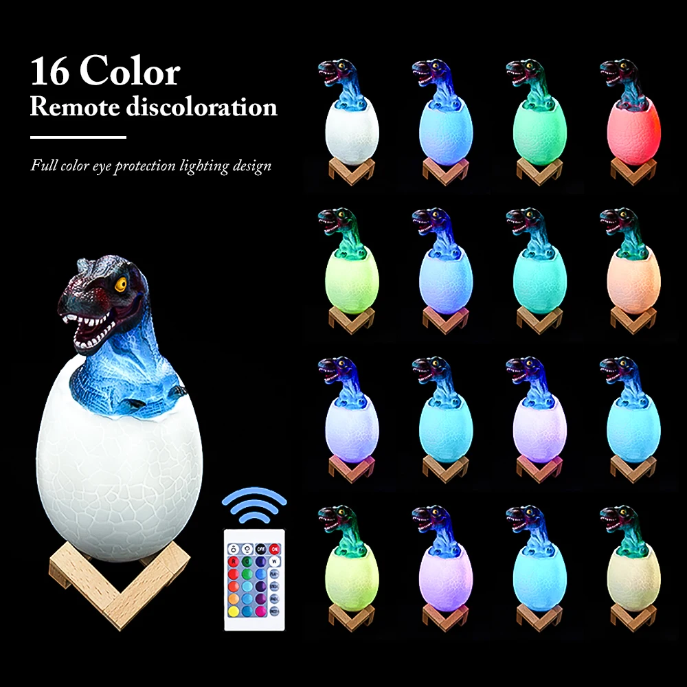 Inghoo 3D печать Динозавр яйцо ночник светильник с пультом дистанционного