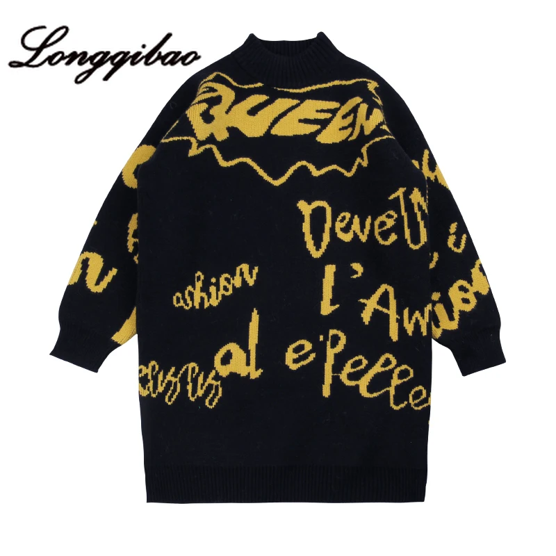 

Baby Girl Long Sweater 2020 Spring Autumn Winter New Round Neck Letters Long Knee Casual Sweater Little Girl's Clothes Full