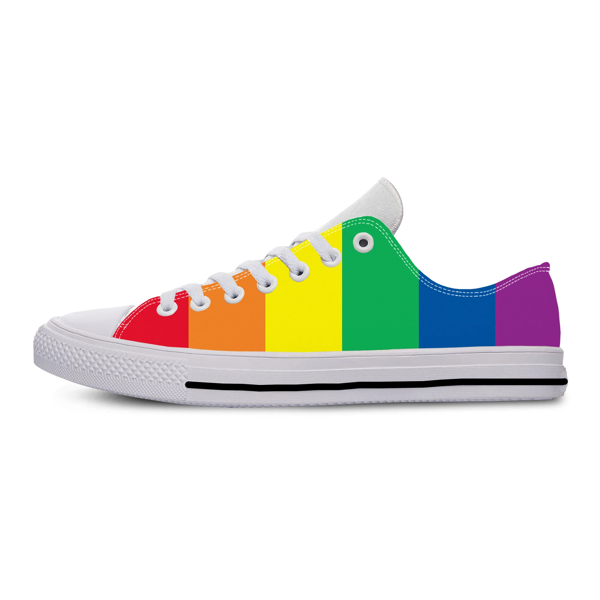 Rainbow LGBT Gay Lesbian Pride Flag Funny Fashion Casual Cloth Shoes Low Top Lightweight Breathable 3D Print Men women Sneakers |