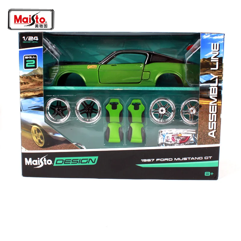 Набор для литья под давлением Maisto, зеленый автомобиль ford mustang gt 1:24, модель автомобиля, ручная сборка, 39094 Набор для литья под давлением Maisto, зеленый автомобиль ford mustang gt 1:24, модель автомобиля, ручная сборка, 39094