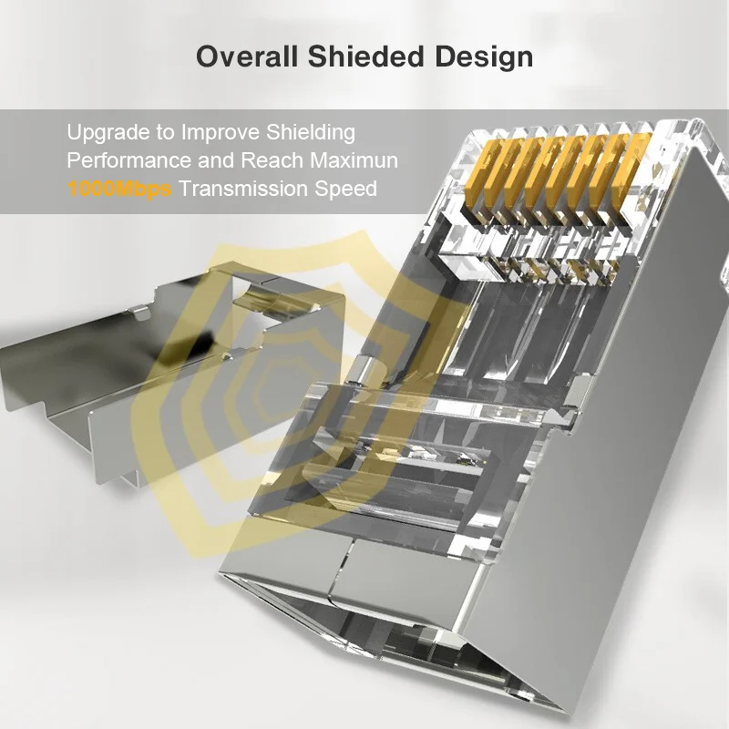 Zoerax-banhado a Ouro Modular Ethernet Cabo Head Plug Rede Crimp Conector Rj45 8p8c Cat6 rj 45 Conector Crimper - Imagem 6