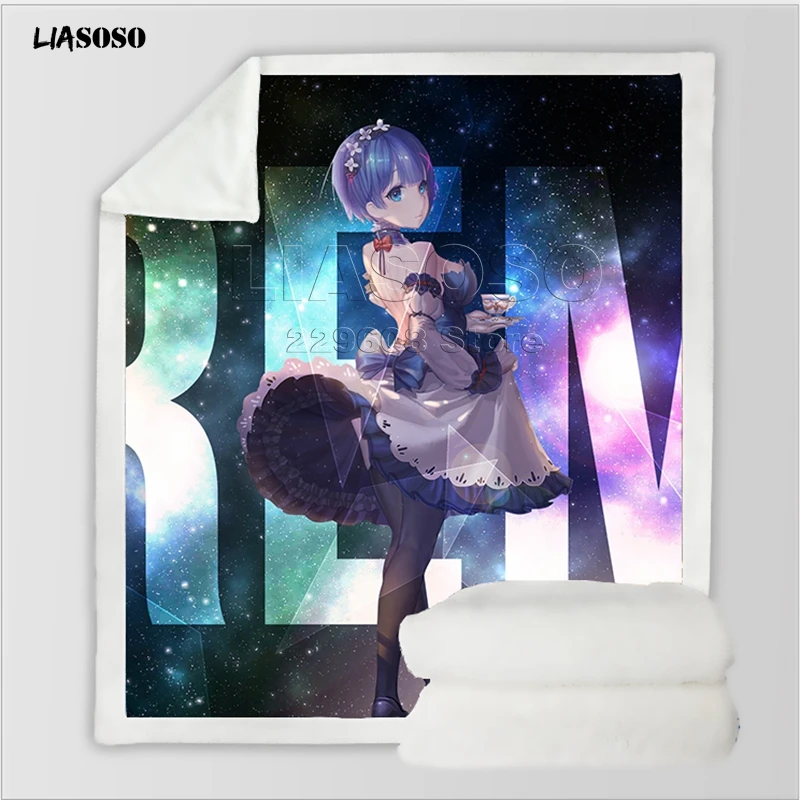 Диван, постельные принадлежности, аниме, Re: zero, сестры-близнецы, горничные рам и рем, Узорчатое, для взрослых, детей, набивное шерстяное одеяло, одеяло для путешествий, одеяло для автомобиля - Цвет: 16