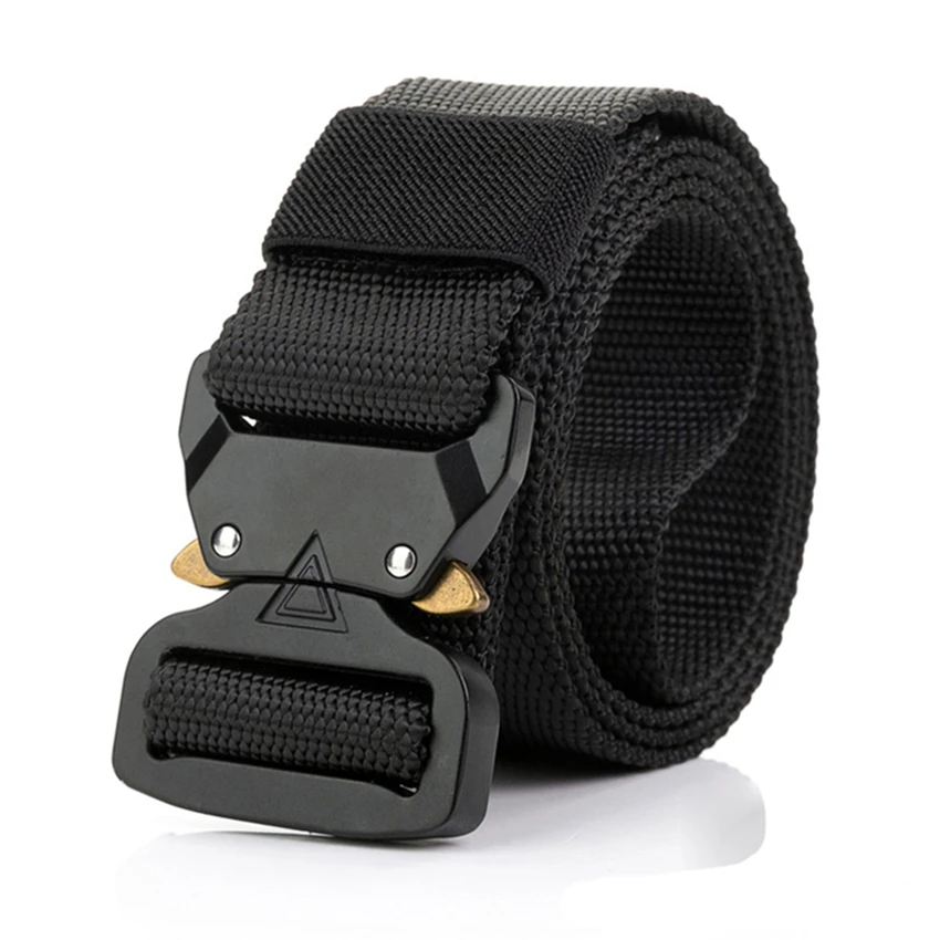 

115-135 CM Canvas Belt Men Tactical Designer Army Belt For Trousers Cobra Triangle Design Metal Buckle Long Military Nylon Belts