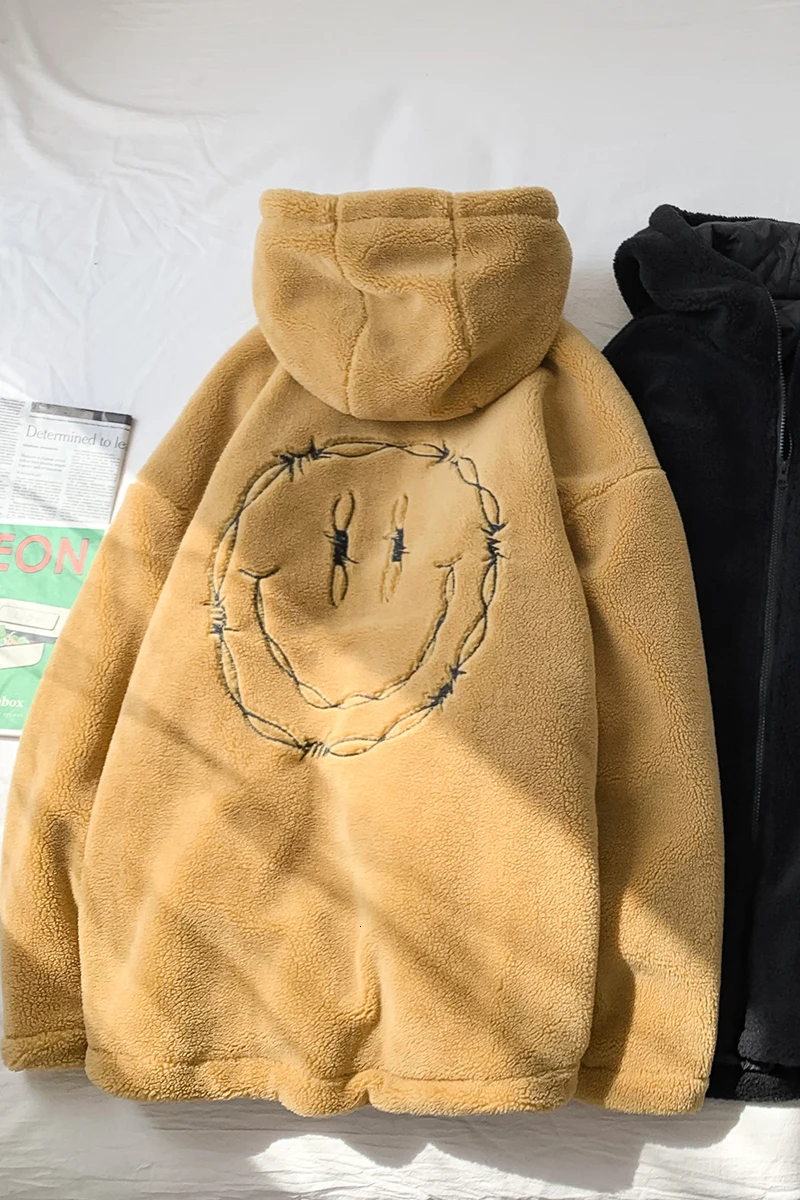 Качественная зимняя куртка с хлопковой подкладкой из овечьей шерсти, парка для мужчин, плотное теплое пальто, верхняя одежда из корейского флиса, Молодежная уличная одежда в стиле хип-хоп