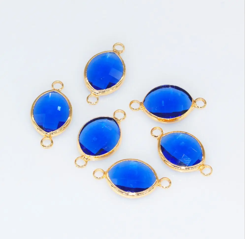 sapphire 12p10x14 мм в форме листа, граненые стеклянные подвески в рамке, подвески с кристаллами, соединитель, ожерелье, серьги, украшение для изготовления ювелирных изделий, бусины с 2 петлями - Цвет: sapphire